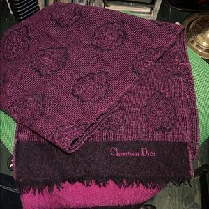 Christian Dior Deep Purple Wool Scarf